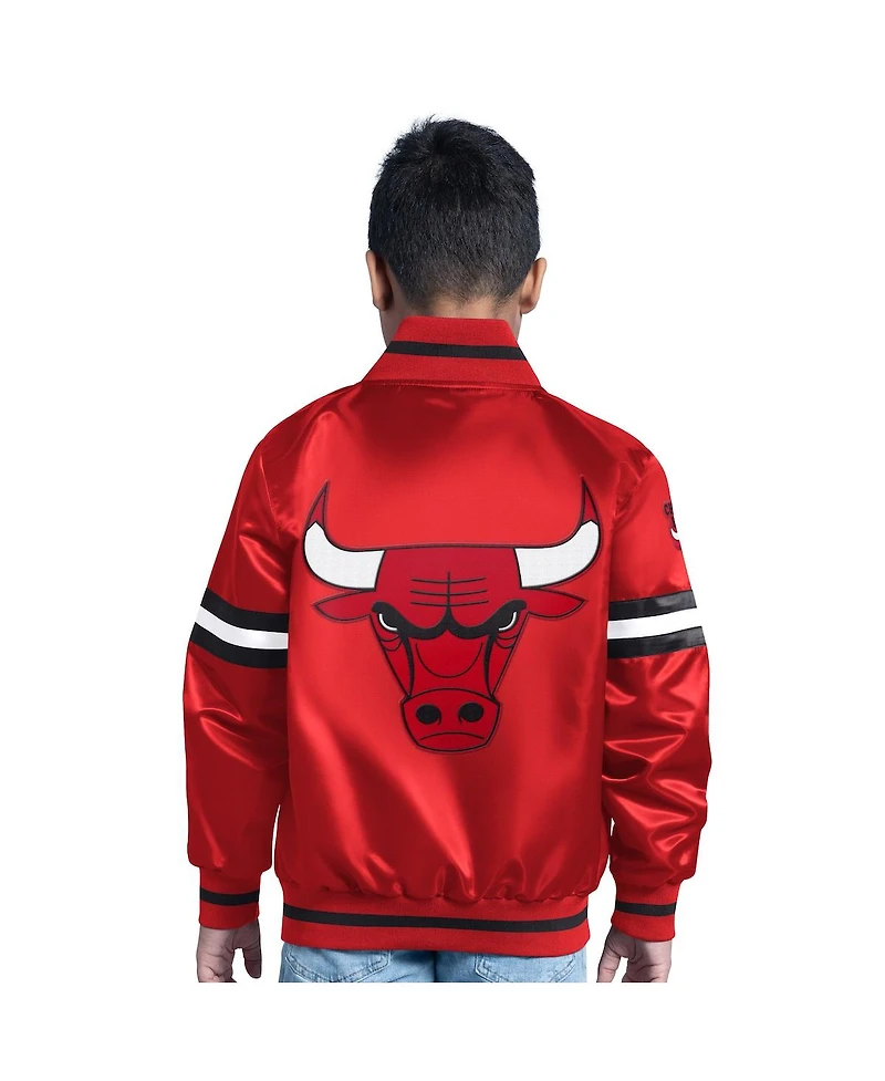 Starter Big Boys and Girls Red Chicago Bulls Scrimmage Full-Snap Varsity Jacket