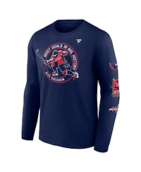 Fanatics Men's Alexander Ovechkin Athletic Navy Washington Capitals Nhl All-Time Leading Goal Scorer Badges Long Sleeve T-Shirt