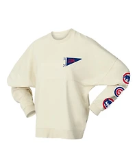 Fanatics Women's Tan Chicago Cubs Pennant Flag Branded Fleece Pullover Sweatshirt
