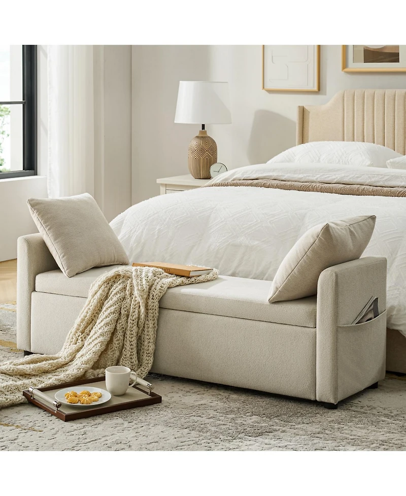 Gema Modern Storage Bench with Two Pillows and Pocket
