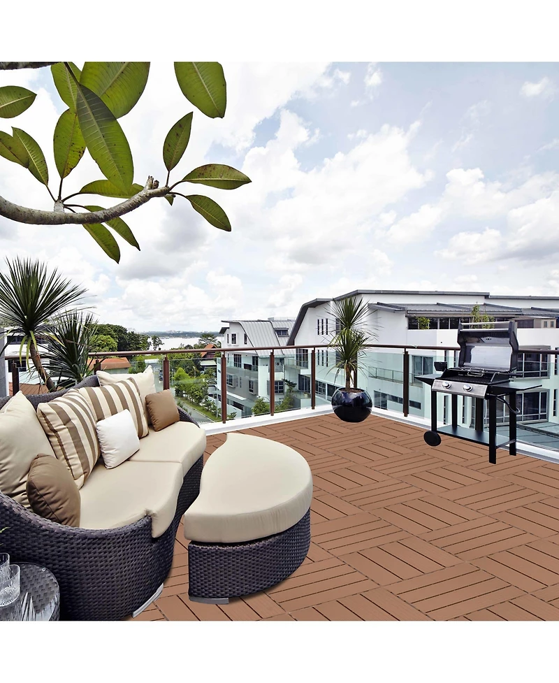 Plastic Interlocking Deck Tiles, 44-pack, Waterproof Outdoor Flooring