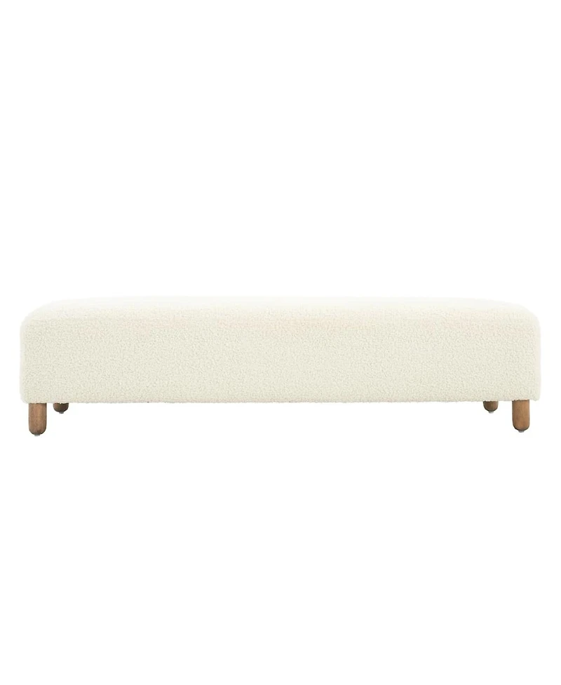 Upholstered Bench with Foam Cushion and Wood Legs, Rectangular Ottoman Bench for Bedroom, Living Room, or End of Bed Seating-The Pop Home