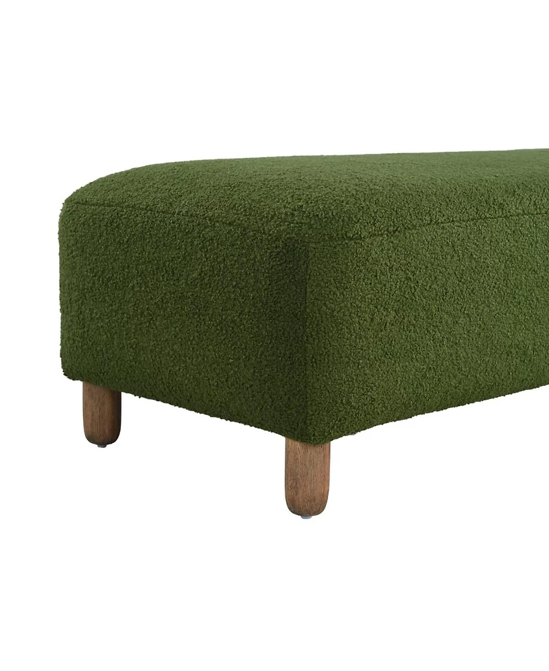Rectangular Upholstered Ottoman Bench with Foam Cushion and Wood Legs for Living Room or Bedroom Seating Modern Accent Furniture-The Pop Home
