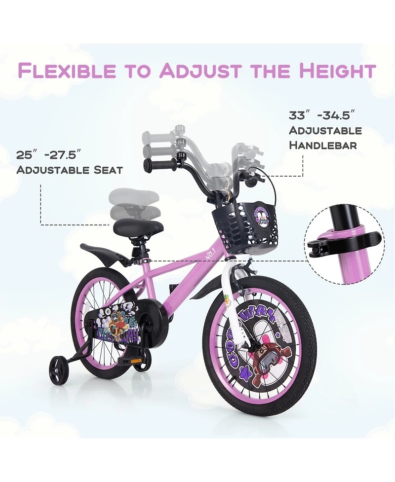18 Inch Kids Bike for 4-8 Years Old Sport Bicycle with Adjustable Handlebar and Saddle
