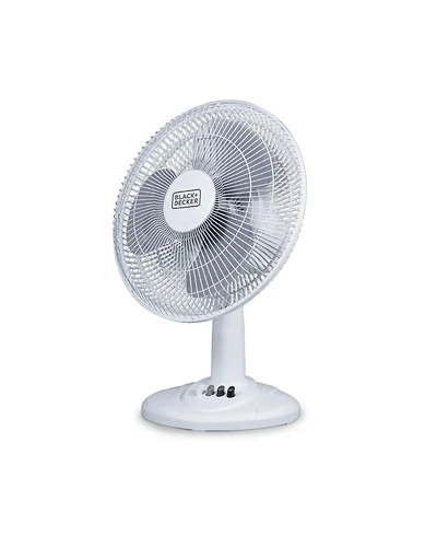 Black+Decker Desk Fan for Home and Office, 12” Fan with 3 Speed Settings, Oscillating Portable Fan for Office Desk, Table Top and Kitchen Table