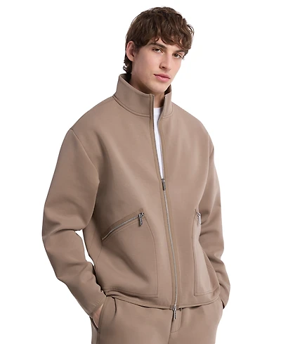 Michael Kors Men's Polished Long Sleeve Mock Neck Zip-Front Jacket