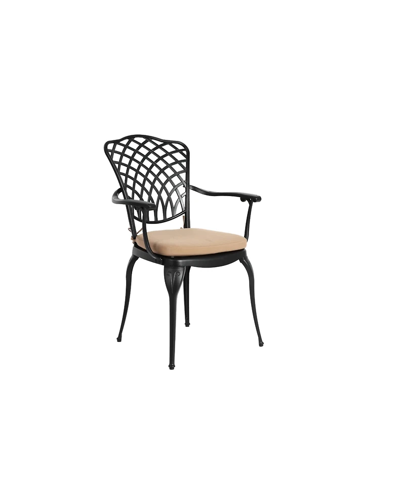 Streamdale 3-Piece Patio Bistro Set Cast Aluminum Table, 2 Chairs, Umbrella Hole, Cushions (Black)