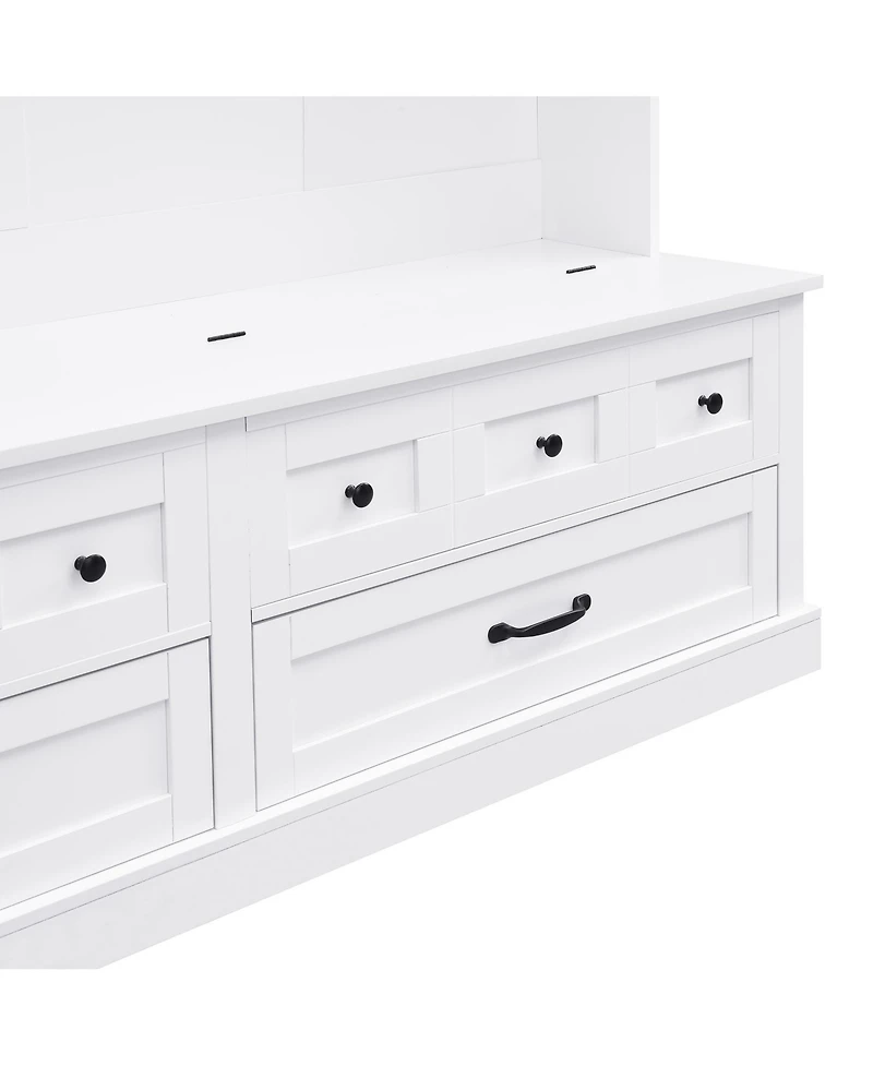 Streamdale Chic 3-in-1 Entryway Bench with Lift Top Storage, Coat Rack, and 5 Hooks