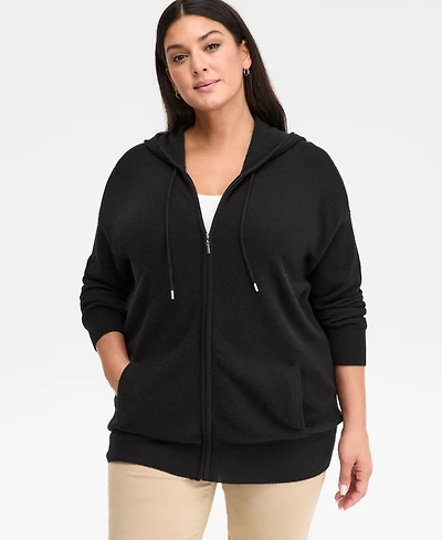 Charter Club Plus 100% Cashmere Zip-Up Hoodie, Macy's Exclusive