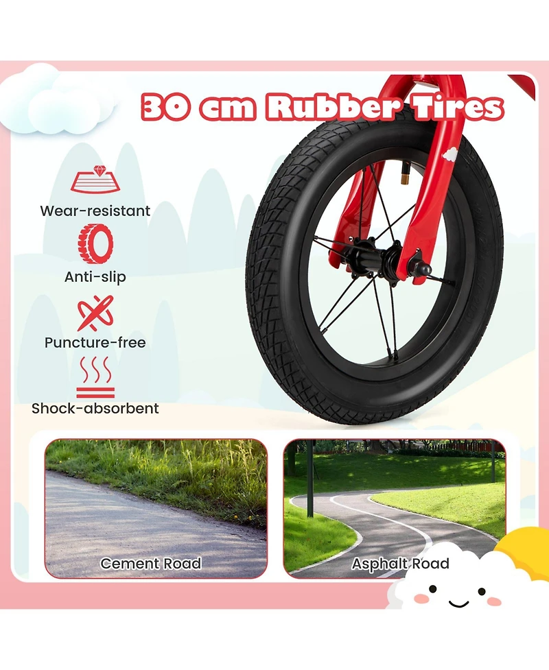 12 Inch Toddler Balance Bike with Height Adjustable Handlebar and Seat