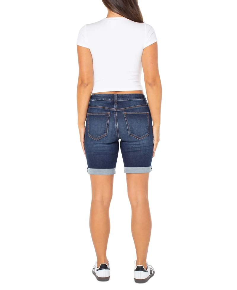 Celebrity Pink Juniors' Cuffed Hem Bermuda Denim Shorts