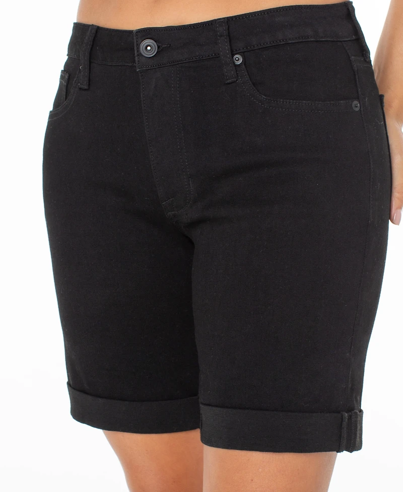 Celebrity Pink Juniors' Cuffed Hem Bermuda Denim Shorts