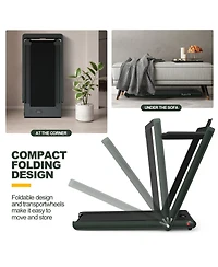 2-in-1 Electric Motorized Folding Treadmill with Dual Display and Speaker