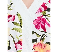 Jm Collection Women's Printed Lace V-Neck Top, Exclusively at Macy's