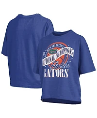Pressbox Women's Royal Florida Gators 2025 Ncaa Men's Basketball National Champions World Ball Motley Crew Oversized Slub T-Shirt