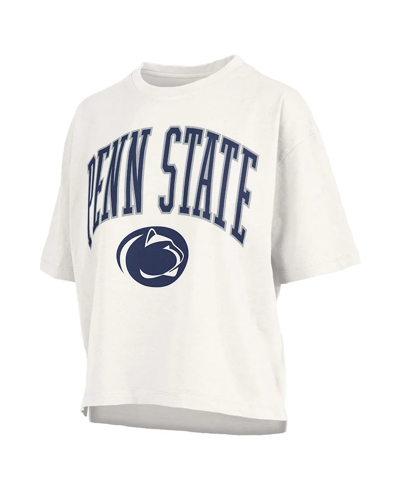 Pressbox Women's White Penn State Nittany Lions Nelson Arch Over Logo Waist Length Oversized Slub T-Shirt