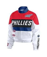 Wear by Erin Andrews Women's Red/White Philadelphia Phillies Racing Full-Zip Jacket