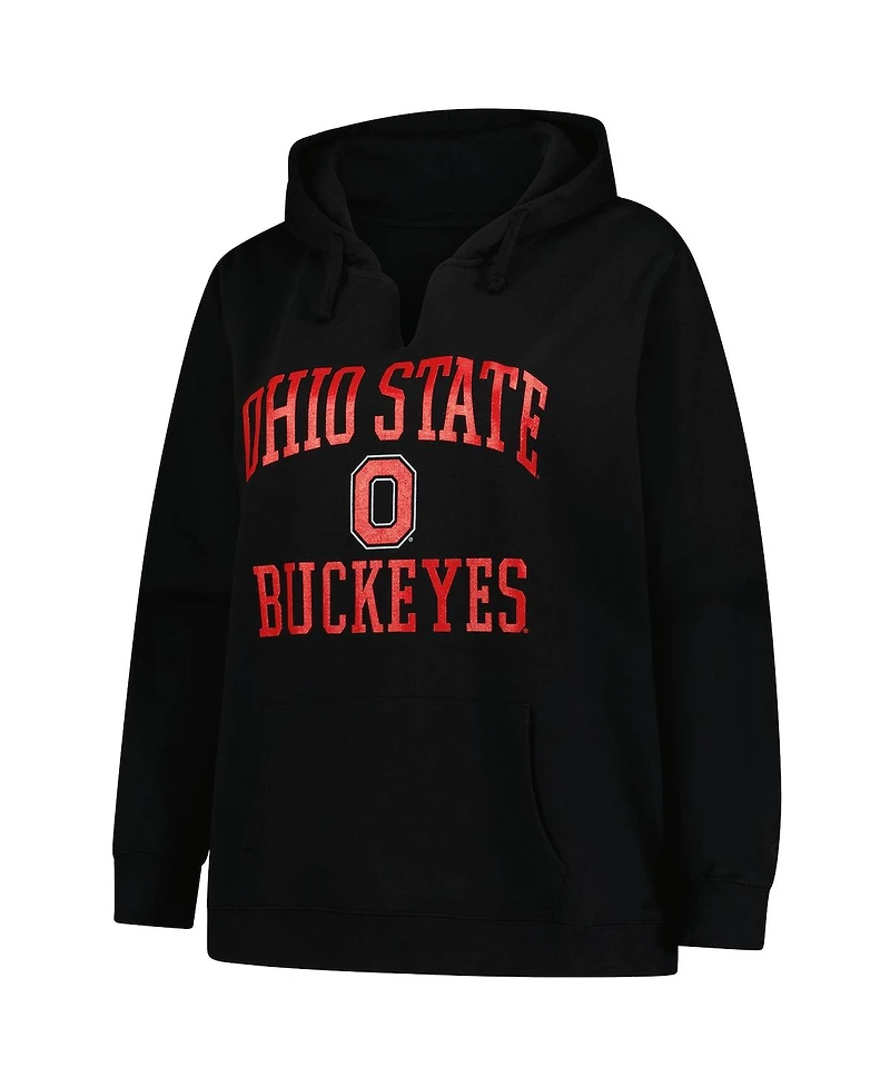 Fanatics Women's Black Ohio State Buckeyes Heart Soul Notch Neck Pullover Hoodie
