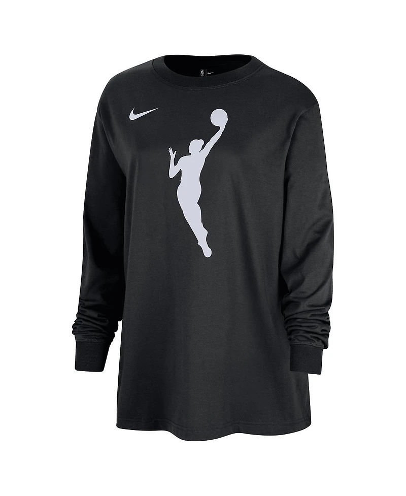 Nike Women's Black Wnba Jump Woman Logo Boyfriend Oversized Long Sleeve T-Shirt