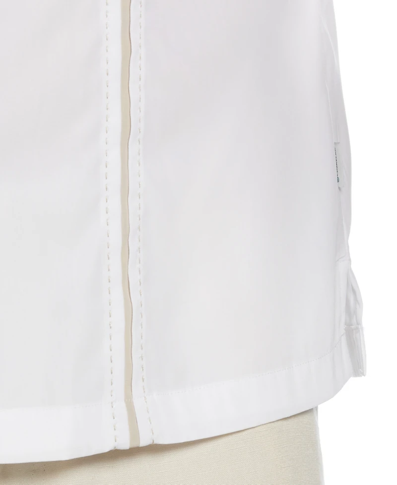 Cubavera Men's Pick Stitch Panel Short Sleeve Button-Down Shirt