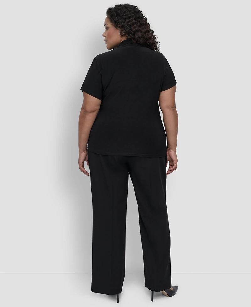 Dkny Plus Short-Sleeve Faux-Wrap Top