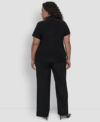 Dkny Plus Short-Sleeve Faux-Wrap Top