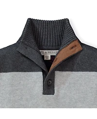 Hope & Henry Baby Boys Long Sleeve Mock Neck Herringbone Cable Sweater