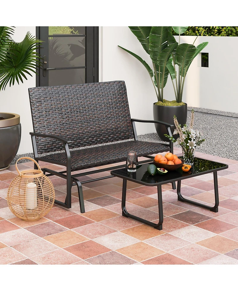 All Weather Outdoor 2-Person Swing Glider Bench with Quick Dry Foam Seat