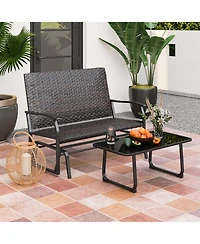 All Weather Outdoor 2-Person Swing Glider Bench with Quick Dry Foam Seat