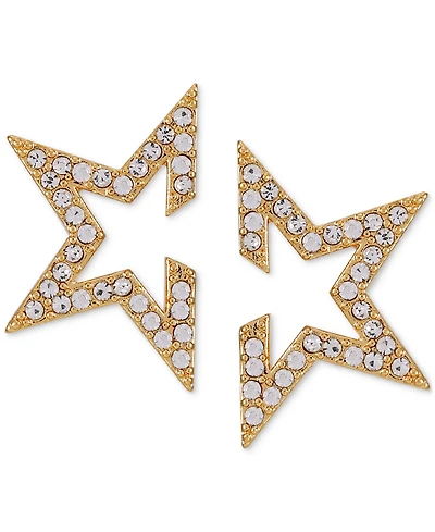 Guess Pave Rhinestone Open Partial Star Stud Earrings