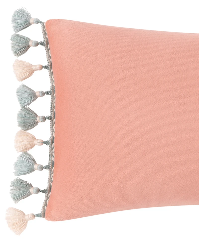 Rose Tree Komodo Velvet Tasseled Boudoir Decorative Pillow, 11" x 22"