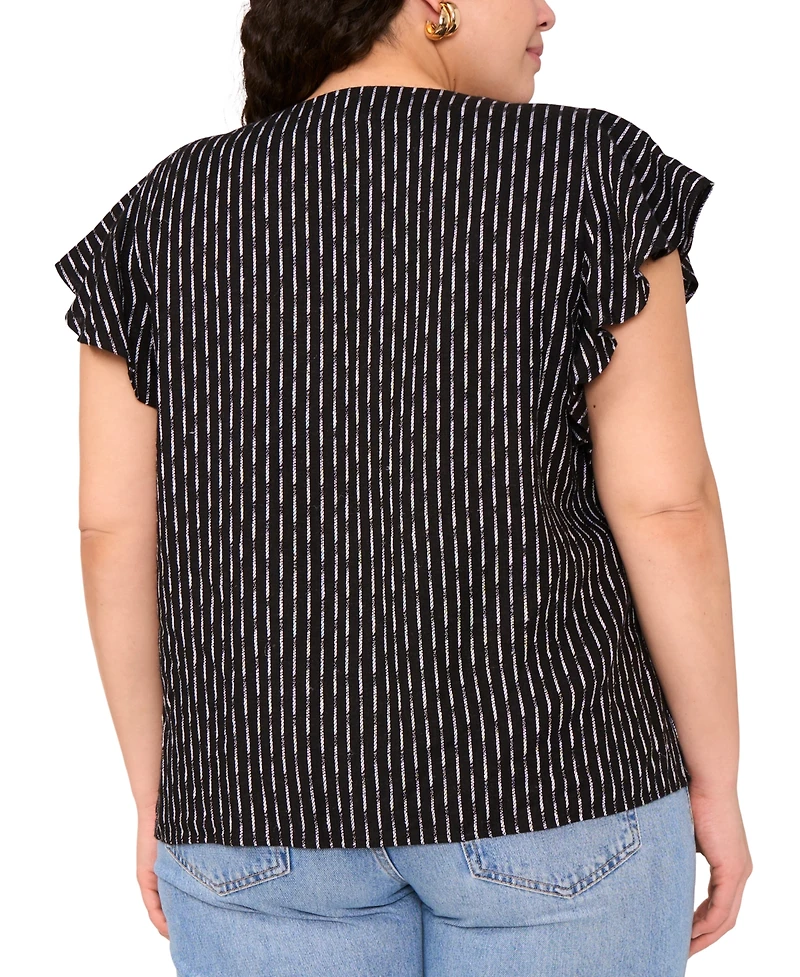 Vince Camuto Plus Split-Neck Ruffle-Sleeve Blouse