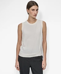 Dkny Women's Mixed-Media Crewneck Sleeveless Sweater