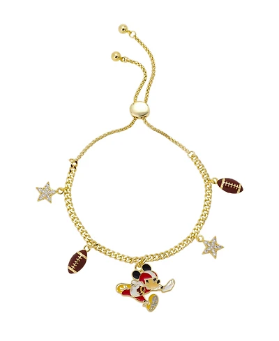 Disney Cubic Zirconcia Mickey Mouse Football Charm Bolo Bracelet
