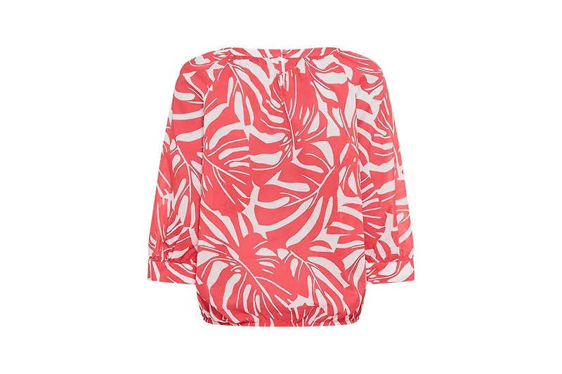 Olsen Women's Boat Neck Palm Statement Blouse