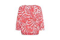 Olsen Women's Boat Neck Palm Statement Blouse