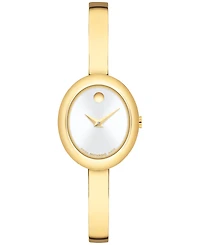 Movado Women's Museum Oval Bangle Swiss Quartz Yellow Pvd Watch, 22 x 26mm