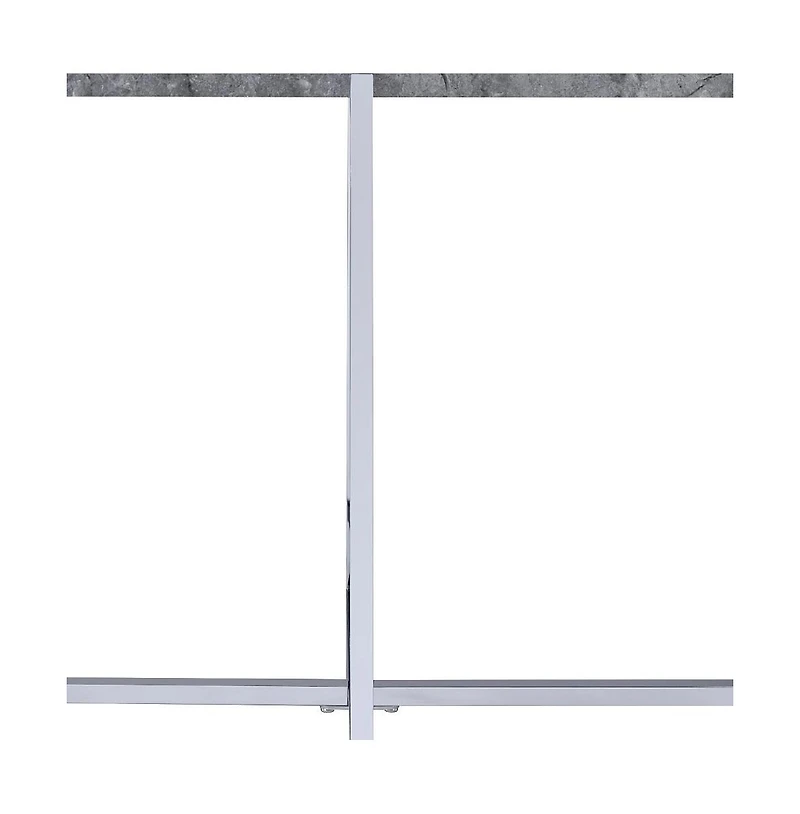 Industrial Style Faux Marble Rectangular End Table with Wood and Metal Frame