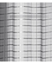 Kate Aurora 2 Piece Silver Plaid Grommet Top Sheer Window Curtain Panels