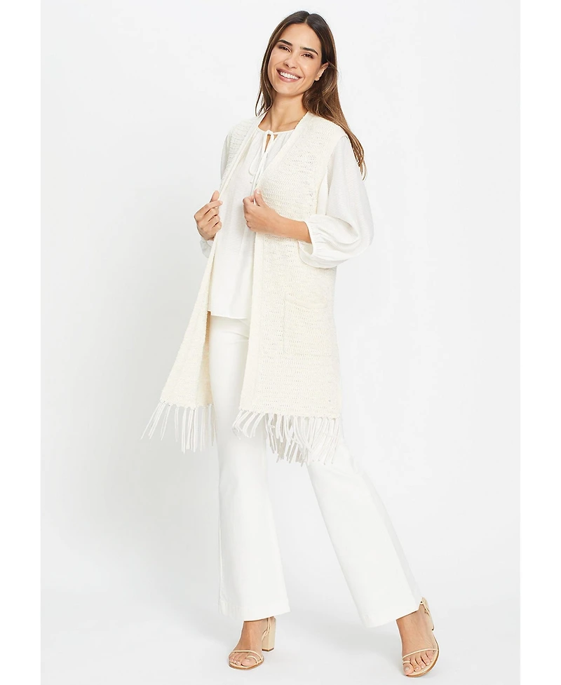 Olsen Women's Longline Fringe Trim Vest