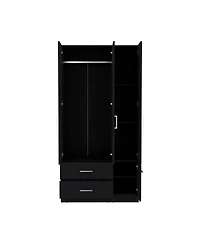 Sebree Armoire Wardrove 71", 4 Doors, Hanging Rod, 3 Cabinets, 6 Shelves, White