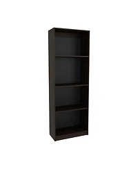 Vinton Bookcase with Spacious Tier-Shelving Design, Dark Walnut / Black Wengue