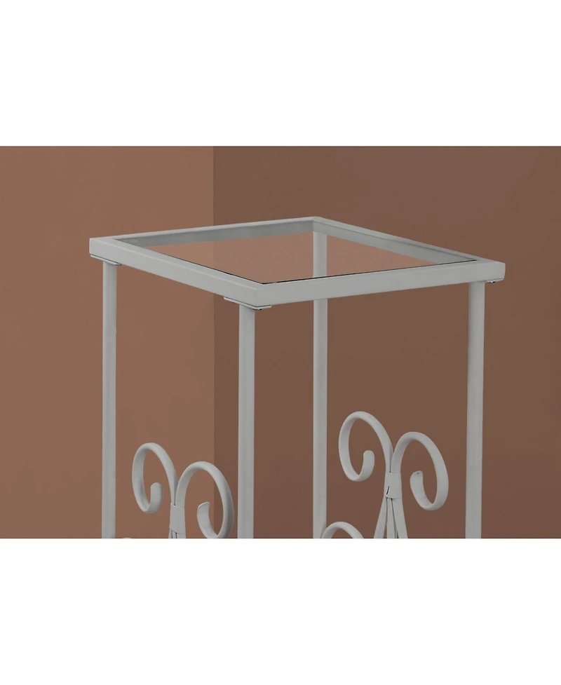 Contemporary Glass and Metal Square End Table with Lower Shelf
