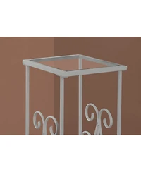 Contemporary Glass and Metal Square End Table with Lower Shelf