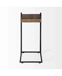 Industrial Solid Wood Square End Table with Metal Accents and Rivets
