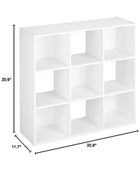 ClosetMaid 9 Cube Wood Stackable Open Bookcase Display Shelf Organizer, White