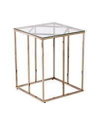 24" Champagne Glass And Iron Square End Table
