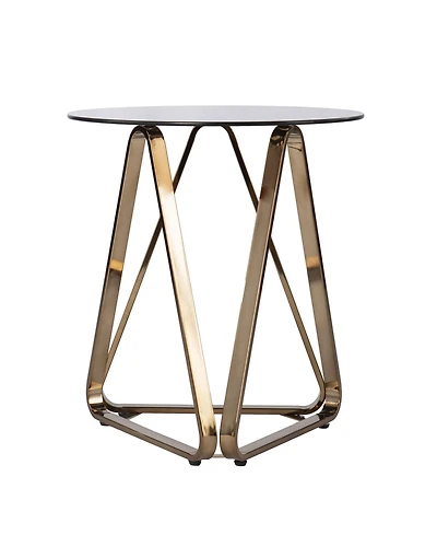 Round Glass and Iron End Table for Modern Home or Office Decor