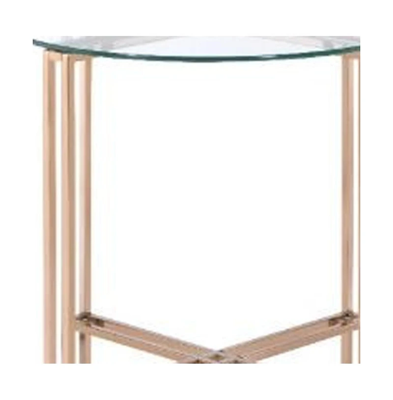 Contemporary Glass and Metal Round End Table with Elegant Finish