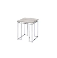 Modern Square End Table – Metal Base with Wood Finish